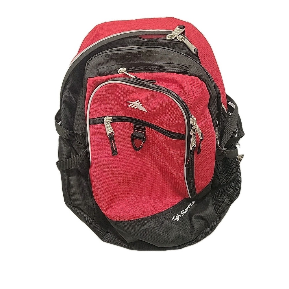 High Sierra Red Black Backpack Book School Travel Hiking Daypack‎ Multi Pocket